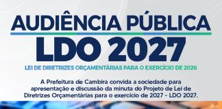 Audiência pública da LDO 2027 será realizada em Cambira