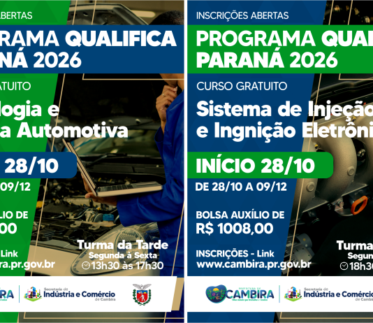 Cambira abre inscrições para cursos gratuitos na área automotiva pelo Qualifica Paraná 2026