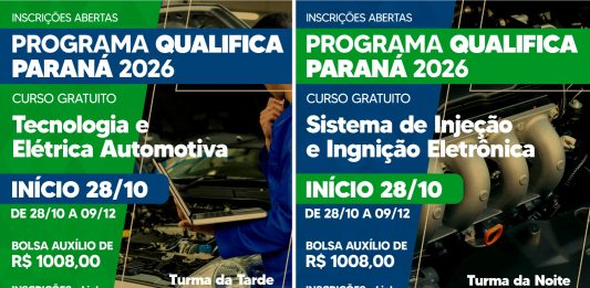 Últimas vagas Cambira! Cursos gratuitos na área automotiva pelo Qualifica Paraná 2026 com bolsa-auxílio de R$ 1.008